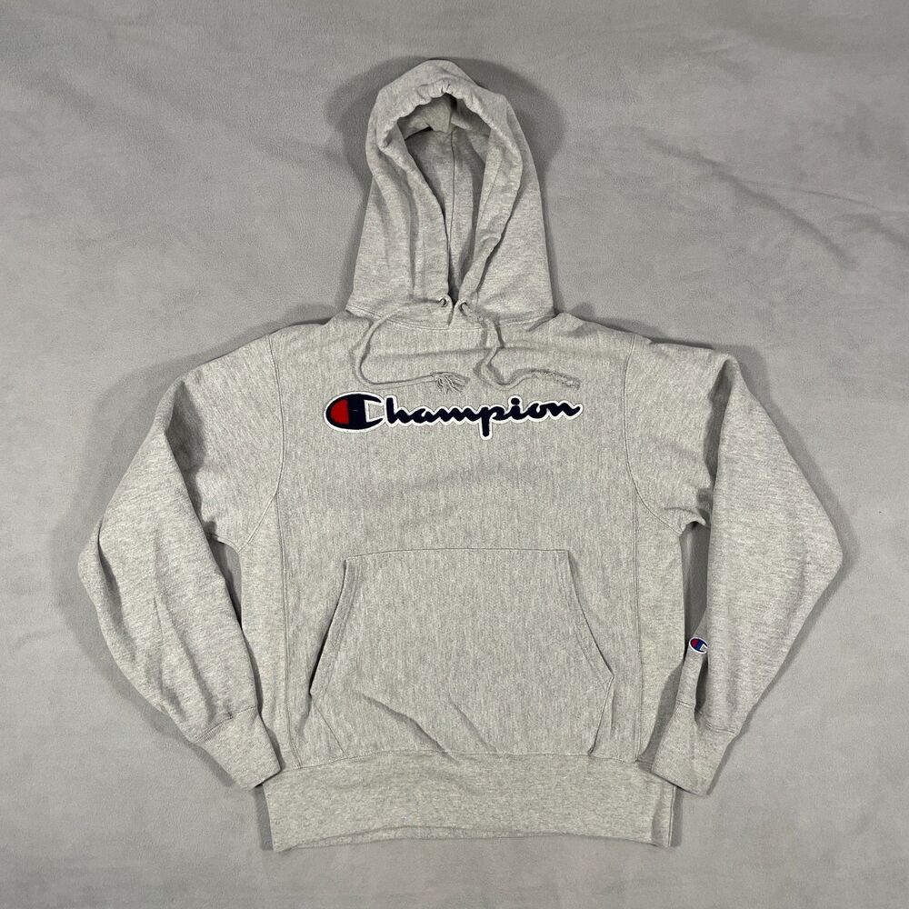Champion Reverse Weave Hoodie Mens Medium Gray Heavyweight Sweatshirt
